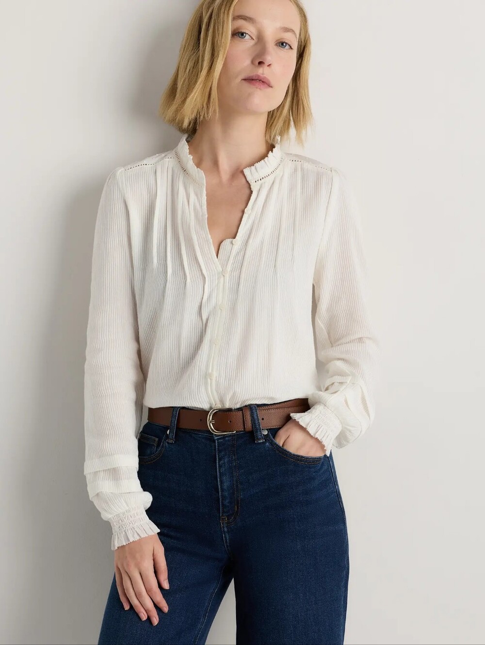 Quince Organic Cotton Peasant Blouse XS White Cottagecore Boho Prairie NWT